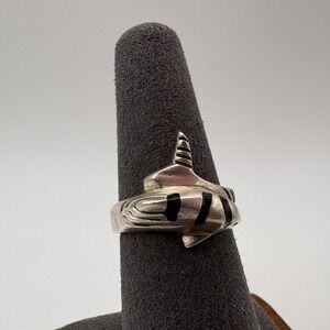 Mexico 925 Sterling Silver Shark Wrap Band Ring Size 7 Ocean Sea Life Fish